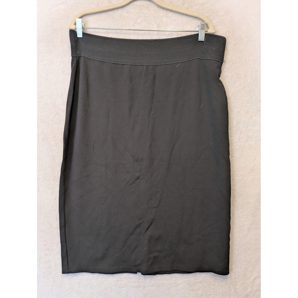 Ashley Blue Womens XL Black Pencil Skirt Elastic Waist Knee Length‎